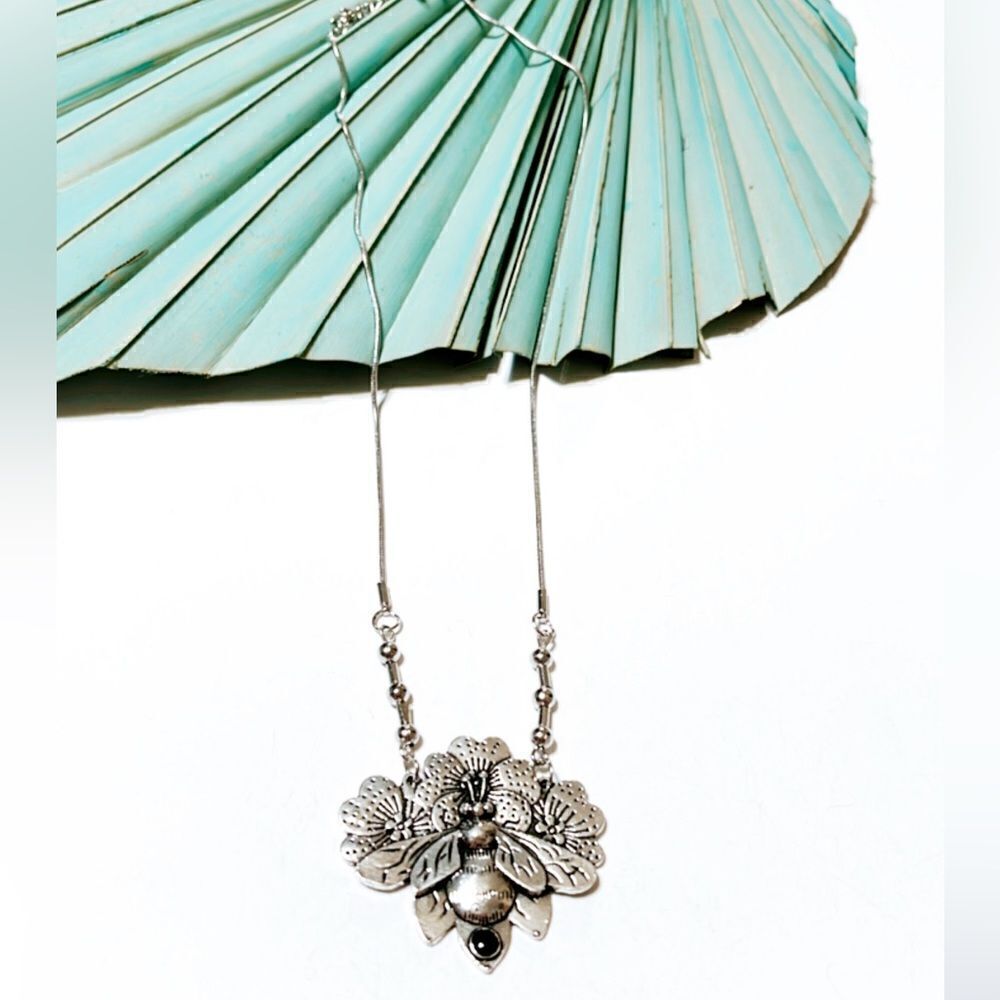 Silver boho necklace S226